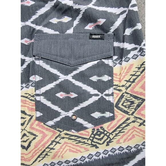 Roark Board Shorts Mens 30 Gray Yellow Geometric The Chiller Beni Outdoor Active - Picture 12 of 16